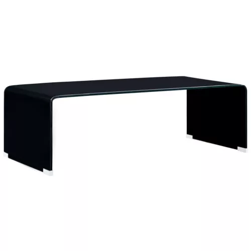  fekete edzett üveg dohányzóasztal 98 x 45 x 31 cm 