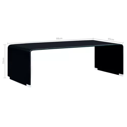 fekete edzett üveg dohányzóasztal 98 x 45 x 31 cm 