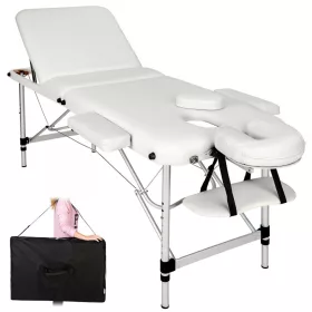   discontmania white 3-zone akuminium massage bed with carry bag  - 3108S