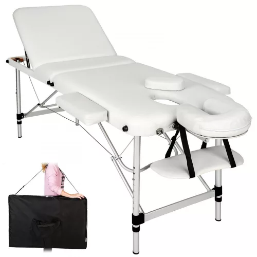 3-zone white aluminium massage table