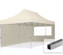   Professional összecsukható sátrak ECO 300 g/m2 ponyvával, alumínium szerkezettel, 2 oldalfallal - 3x6m krém