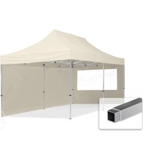   TP 3x6m összecsukható alumínium pavilon, 2 db oldalfallal - krém