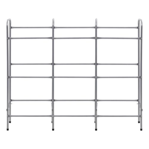  ezüstszínű acél tárolópolc 9 ládához 145 x 33 x 116 cm