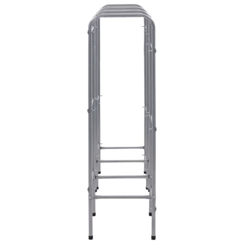  ezüstszínű acél tárolópolc 9 ládához 145 x 33 x 116 cm