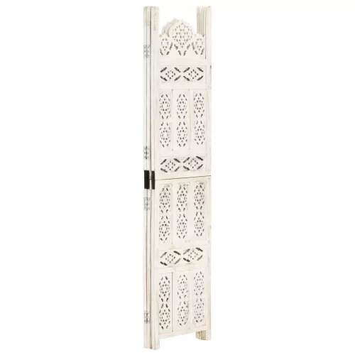  3-paneles fehér mangófa kézzel faragott térelválasztó 120x165cm