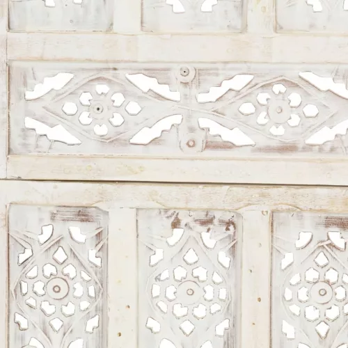  3-paneles fehér mangófa kézzel faragott térelválasztó 120x165cm