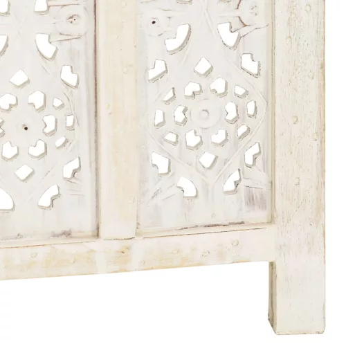  3-paneles fehér mangófa kézzel faragott térelválasztó 120x165cm