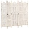  5-paneles fehér mangófa kézzel faragott térelválasztó 200x165cm