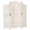  4-paneles fehér mangófa kézzel faragott térelválasztó 160x165cm