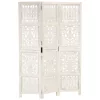  3-paneles fehér mangófa kézzel faragott térelválasztó 120x165cm