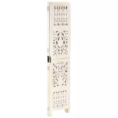  3-paneles fehér mangófa kézzel faragott térelválasztó 120x165cm