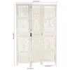  3-paneles fehér mangófa kézzel faragott térelválasztó 120x165cm