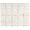  5-paneles fehér mangófa kézzel faragott térelválasztó 200x165cm