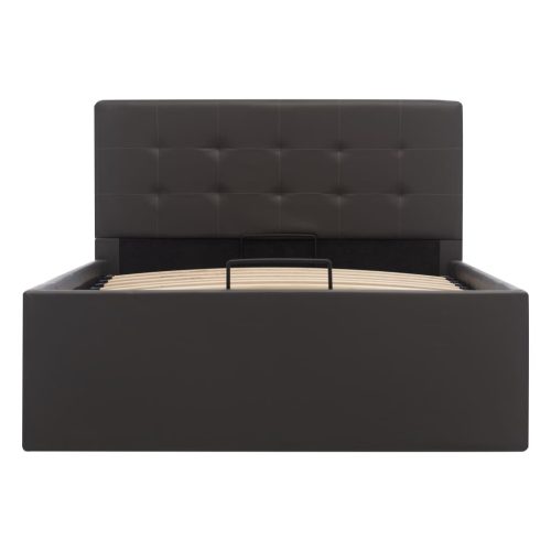  szürke műbőr ágykeret hidraulikus ágyneműtartóval 90 x 200 cm