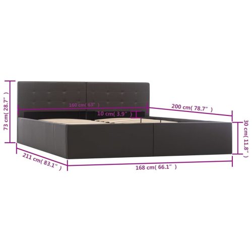  szürke műbőr ágykeret hidraulikus ágyneműtartóval 160 x 200 cm