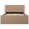  kávészínű műbőr hidraulikus ágykeret ágyneműtartóval 100x200 cm