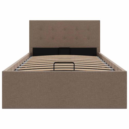  tópszínű szövet ágykeret hidraulikus tárolóval 90 x 200 cm 