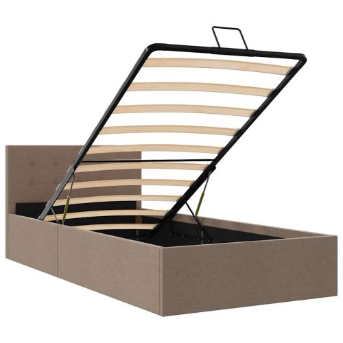  tópszínű szövet ágykeret hidraulikus tárolóval 90 x 200 cm 