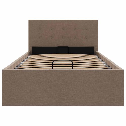  tópszínű szövet ágykeret hidraulikus tárolóval 100 x 200 cm 