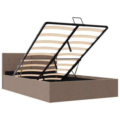  tópszínű szövet ágykeret hidraulikus tárolóval 120 x 200 cm 