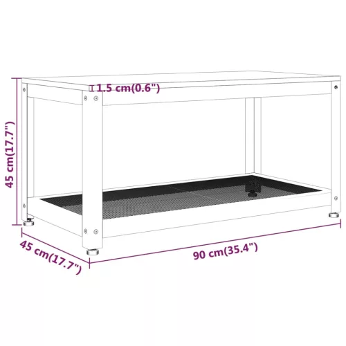  szürke és fekete MDF és vas dohányzóasztal 90x45x45 cm