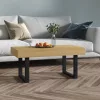  világosbarna és fekete MDF és vas dohányzóasztal 90x45x40 cm