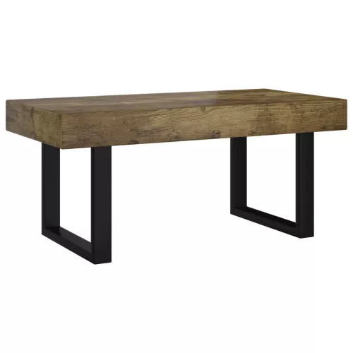  sötétbarna és fekete MDF és vas dohányzóasztal 90x45x40 cm