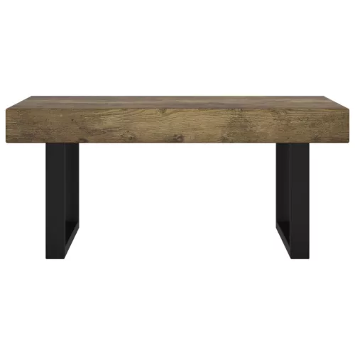  sötétbarna és fekete MDF és vas dohányzóasztal 90x45x40 cm