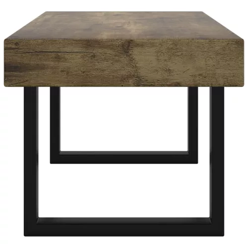  sötétbarna és fekete MDF és vas dohányzóasztal 90x45x40 cm