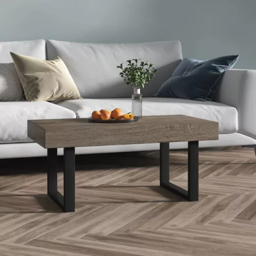  szürke és fekete MDF és vas dohányzóasztal 90x45x40 cm