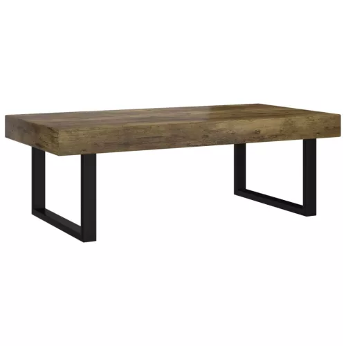  sötétbarna és fekete MDF és vas dohányzóasztal 120x60x40 cm
