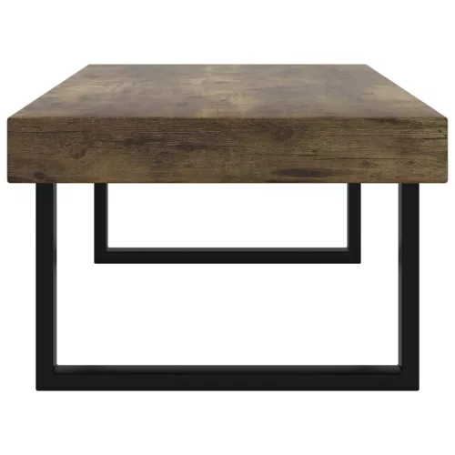  sötétbarna és fekete MDF és vas dohányzóasztal 120x60x40 cm