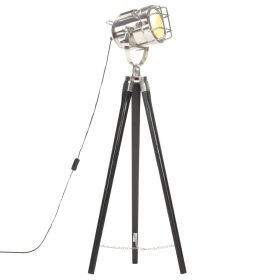  fekete háromlábú tömör mangófa állólámpa 97 cm