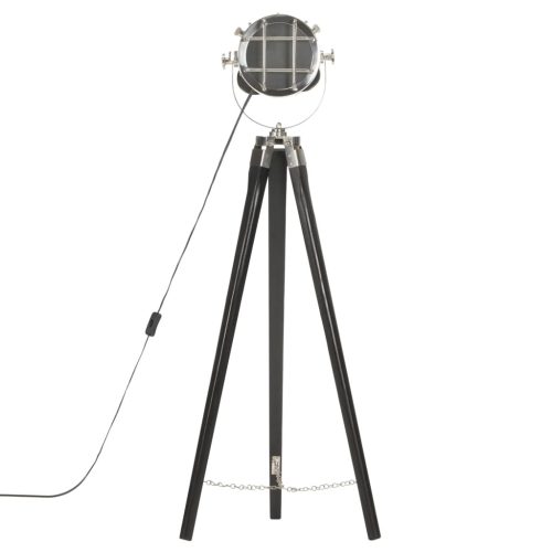  fekete háromlábú tömör mangófa állólámpa 97 cm