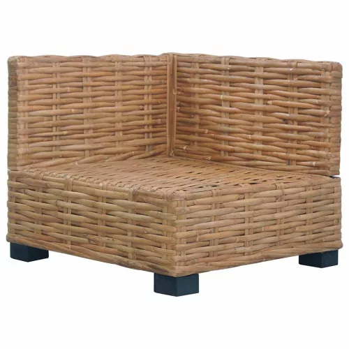  természetes rattan sarokkanapé párnával