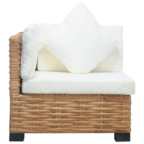  természetes rattan sarokkanapé párnával