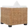  természetes rattan sarokkanapé párnával