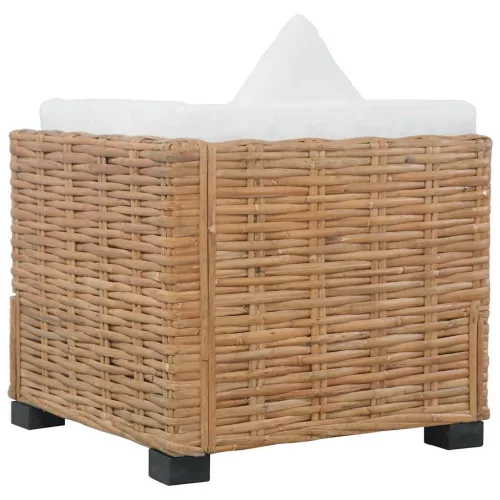  természetes rattan sarokkanapé párnával