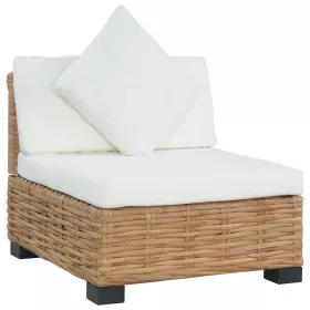  természetes rattan karfa nélküli kanapé párnával