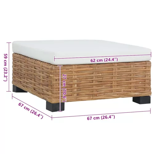 természetes rattan lábtartó párnával