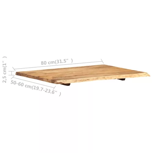  tömör akácfa asztallap 80 x (50-60) x 2,5 cm