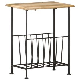  tömör mangófa és acél újságtartó 40 x 30 x 50 cm