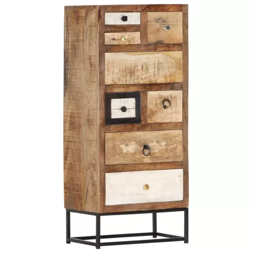  tömör újrahasznosított fa fiókos szekrény 45 x 30 x 105 cm