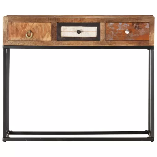  aranyszínű tömör újrahasznosított fa tálalóasztal 90x30x75 cm