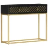  fekete és aranyszínű tömör mangófa tálalóasztal 90 x 30 x 75 cm