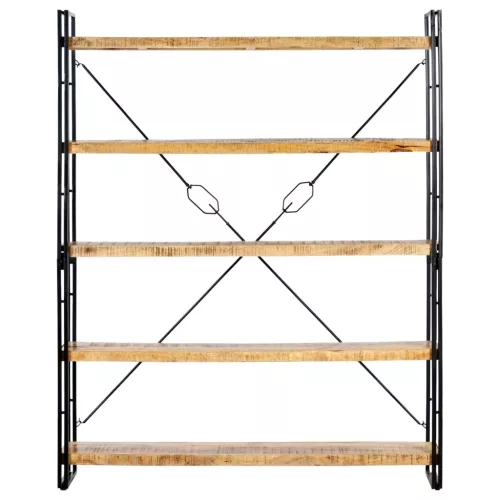  5 szintes tömör mangófa könyvespolc 140 x 30 x 180 cm