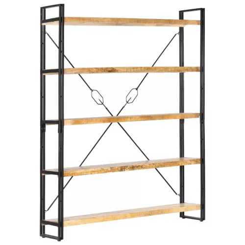  5 szintes tömör mangófa könyvespolc 140 x 30 x 180 cm