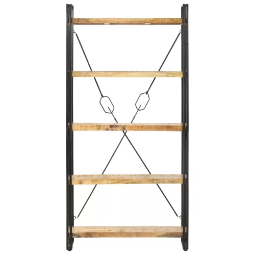  5-szintes tömör mangófa könyvespolc 90 x 30 x 180 cm