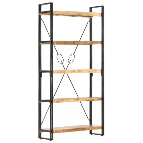  5-szintes tömör mangófa könyvespolc 90 x 30 x 180 cm