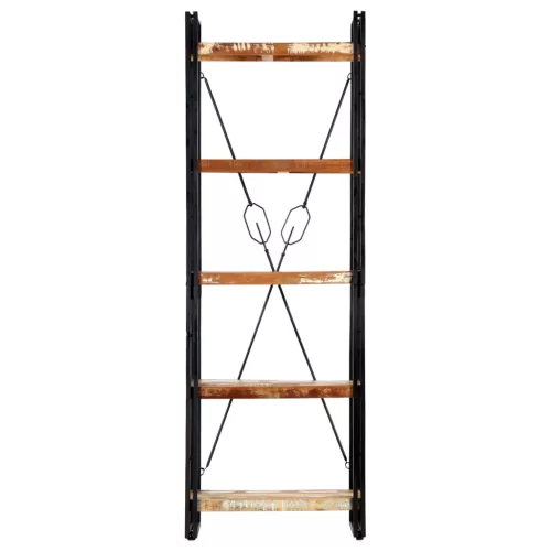  5 szintes tömör újrahasznosított fa könyvespolc 60x30x180 cm